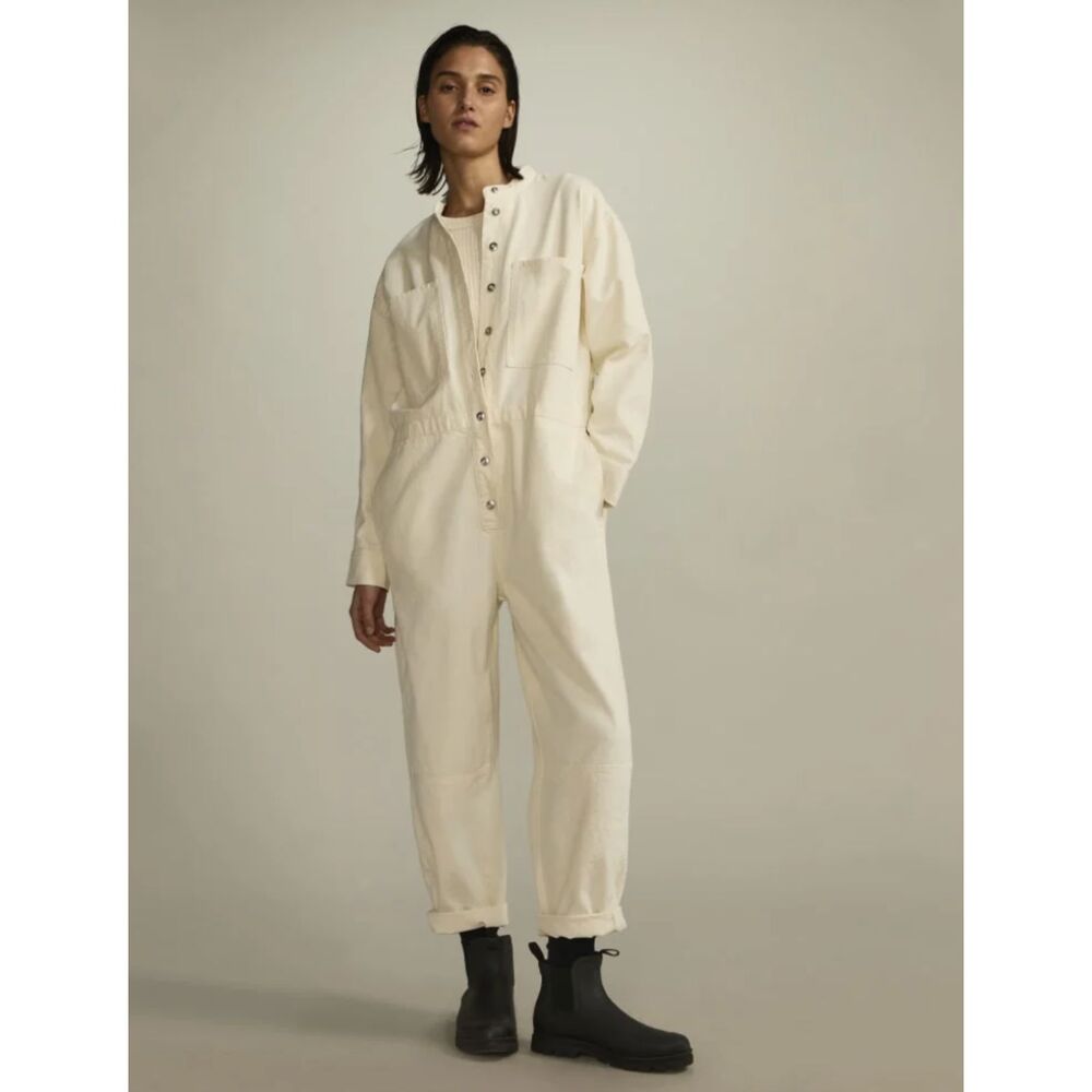 Everlane Canvas Organic Cotton Coverall Jumpsuit Womens Medium Bone Ivory